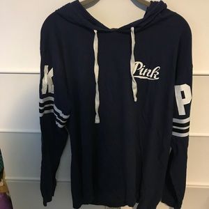 victoria’s secret PINK navy hooded t-shirt